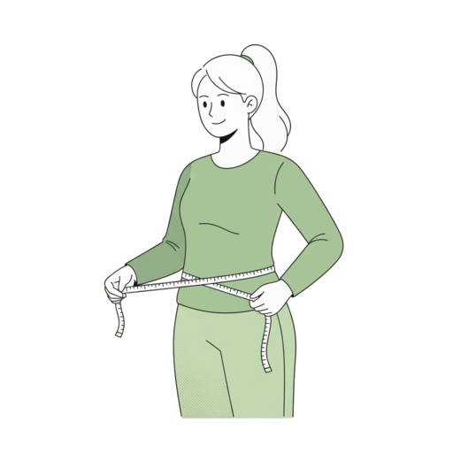 Illustrazione che rappresenta gestione peso equilibrata con alimenti sani per dimagrimento sostenibile